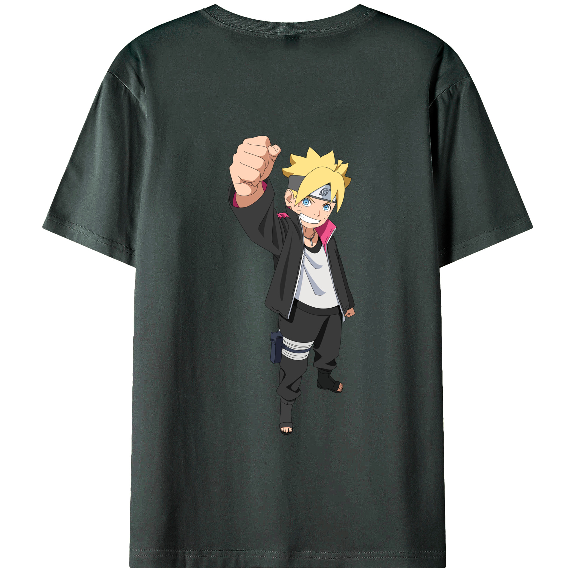 （画像用） NARUTO -ナルト- うずまき ボルト Uzumaki Boruto 綿100％ メンズ半袖Tシャツ（バックプリント） 通気性